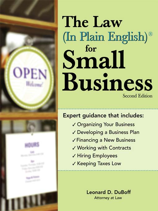Title details for Law (In Plain English)® for Small Business by Leonard D DuBoff - Available